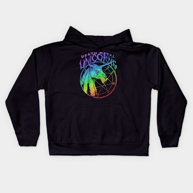 Death Metal Unicorn Kids Hoodie by jpowersart